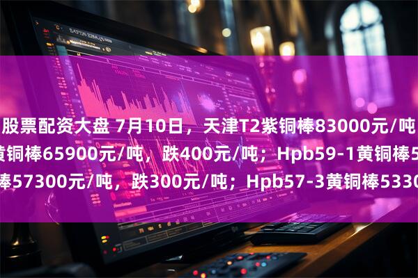股票配资大盘 7月10日，天津T2紫铜棒83000元/吨，跌800元/吨；H62黄铜棒65900元/吨，跌400元/吨；Hpb59-1黄铜棒57300元/吨，跌300元/吨；Hpb57-3黄铜棒53300元/吨，跌300元/吨。